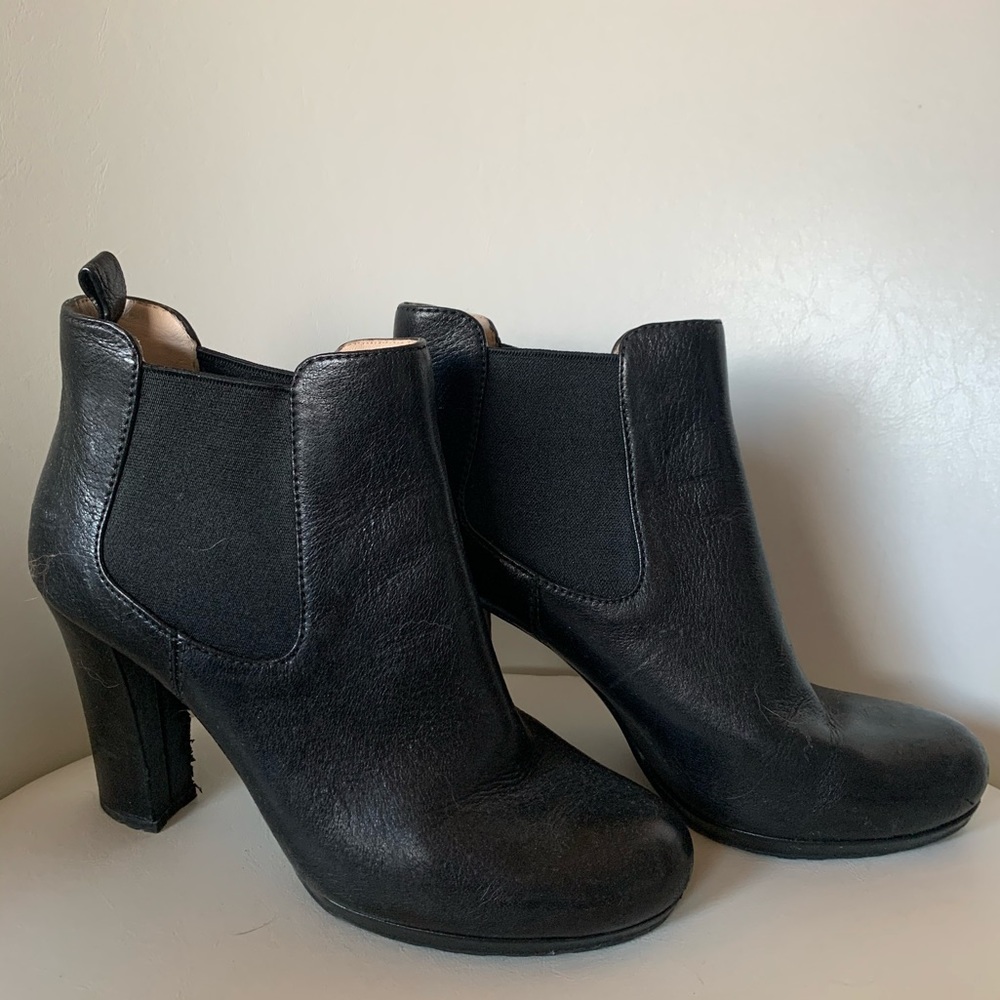 Prada Booties, black leather, 37 1/2